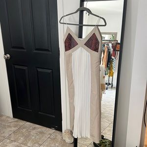 Zara faux leather long dress with small slit on side